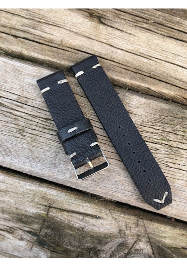 22 Mm Siyah El Yapımı Deri Kordon