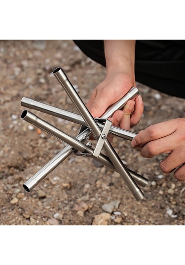 Vkemall Taşınabilir Kamp Izgarası Paslanmaz Çelik Dış Mekan İtfaiye İstasyonu Ultra Hafif Katlanır Izgara Büyük Boy Izgara Filesi İle Gümüş