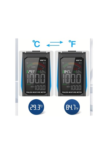 Motion003 Wm710 Çift Ekranlı Dijital Ahşap Nem Ölçer Ortam Sıcaklık Nem Ağaç Nem Tespit Pilsiz Higrometre Büyük Ekran 1888 Ölçüm Modu Siyah Abs Kasa