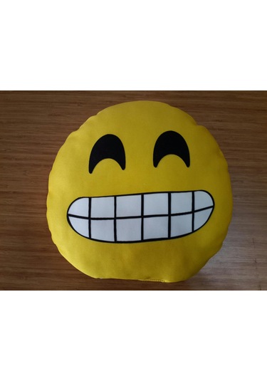 Smiley Sırıtan Emoji Küçük Yastık Yuvarlak
