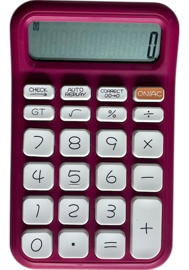 Renkli Hesap Makinesi 12 Haneli Pembe