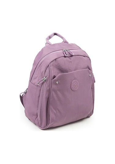 Küçük Boy Paraşüt Kumaş Çok Gözlü Günlük Kadın Sırt Çantası S013 Lila