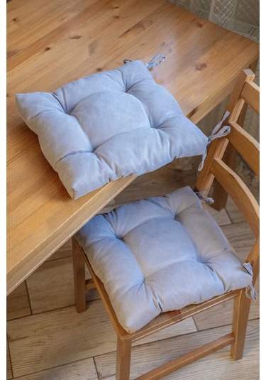 Slavıca Sandalyeye Takılan Bağcıklı Kare Yastık 40x40cm 363124951 Gri