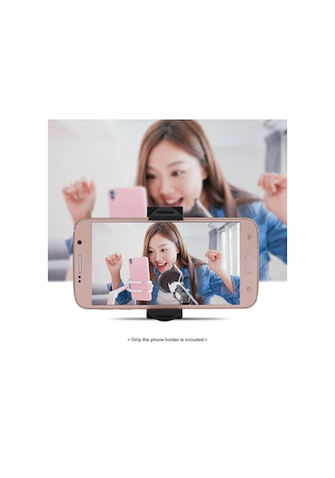 Moveevo Siyah Cep Telefonu Tutucu: 360 Derece Döner Top Kafa, Katlanabilir Tasarım, 1/4 İnç Vida Bağlantısı, Masa Üstü Tripod Uyumlu 60-85mm Genişlik Aralığı