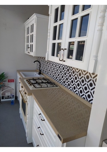 Mutfak Tezgah Arası Kendinden Yapışkanlı Folyo Kaplama Siyah Beyaz Fayans Desen 60cmx100cm