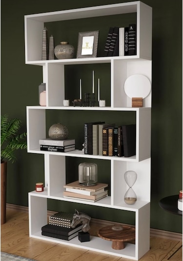 Venfa %100 Mdf Beyaz 6 Raflı Kitaplık
