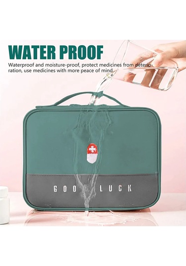 Gajeena 2 Adet Sulu Dayanıklı İlaç Saklama Çantası - Seyahat, Ev, Spor İçin Taşınabilir Tıbbi Malzeme Organizasyon Çantası Yeşil Yeşil