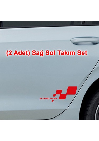 2 Adet Accord Sport Sticker - Accord Sticker - Kapı Altı Sticker - 20cm X 8cm - Kırmızı