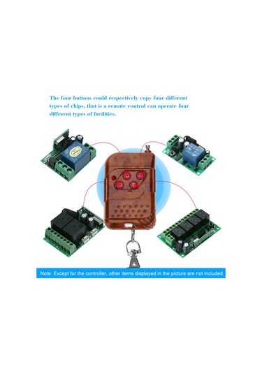 Springsun Ak02 433mhz Akıllı Kopyalama Kumanda, 4 Tuşlu, 1527/2260 Kod Desteği, Elektrikli Pencereler/kapılar İçin, 50-100m Mesafe, 12v Pil Dahil