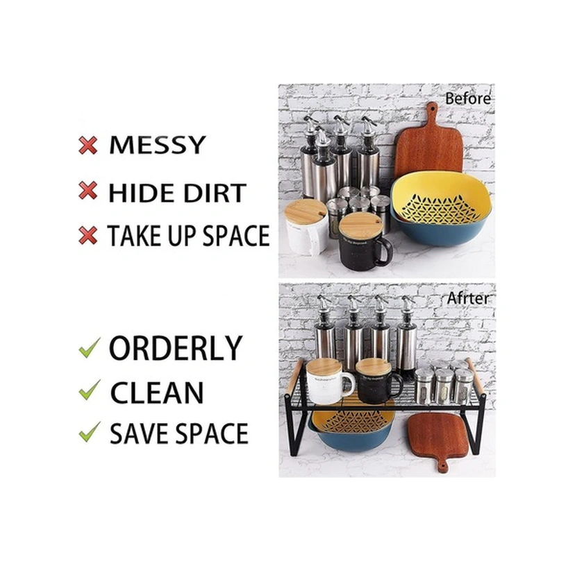 Fortunelane Çok Fonksiyonlu Metal Mutfak Rafı, Katlanabilir Ve Dayanıklı, Siyah Renk, 53.3 Cm Diğer