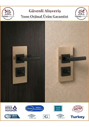 Grossavm Lama Rozetli Wc Banyo Kapı Kolu - Mat Siyah - 1 Takım Ön Ve Arka