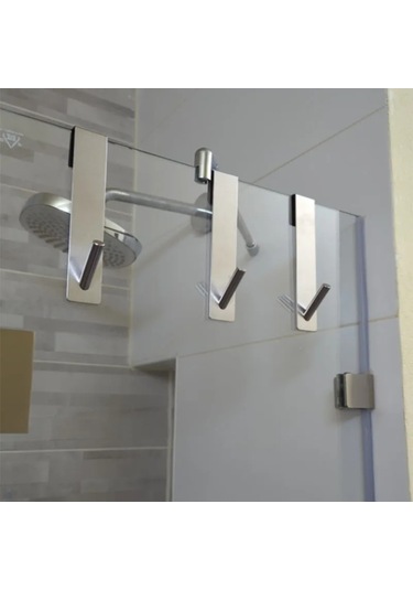 Paslanmaz Çelik Cam Kapı Üzeri Duş Kapısı Arka Duş Havlu Askısı Siyah