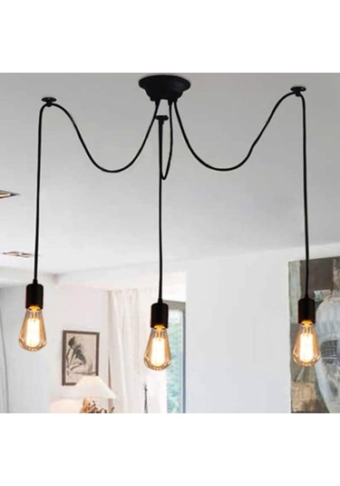Novahub Vintage Sarkıt, 1.2m Endüstriyel Tavan Işığı, Yükseklik, Dıy Lamba Siyah Siyah