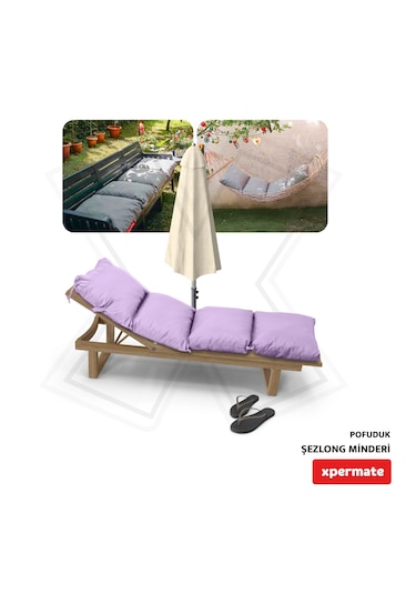 Xpermate Pofuduk Şezlong Minderi 60x180x12cm Su İtici, Lila