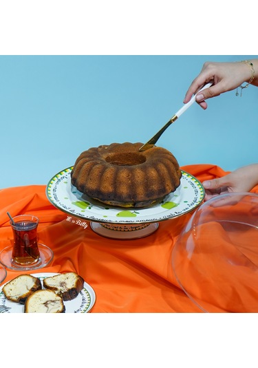 Mon Amour Emaye 30 Cm Ayaklı Kek Fanusu Yeşil