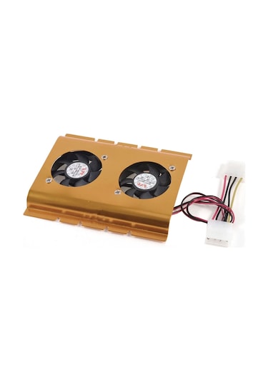 3,5" Hdd Sabit Disk Soğutucu Çift Fanlı Masa Üstü Bilgisayarlar İçin Gold