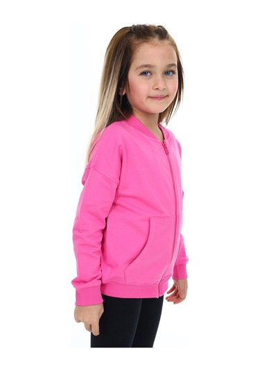 Toontoy Kız Çocuk Baskılı Hırka Fuşya