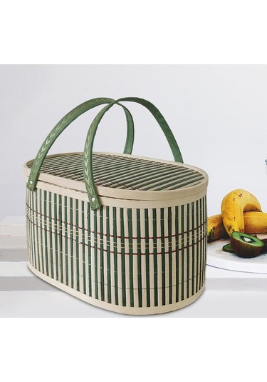 Pazly Suntek Sepet Meyve Kek İçin Ekmek Dokuma Dokuma Bambu Kc Bej - Yeşil