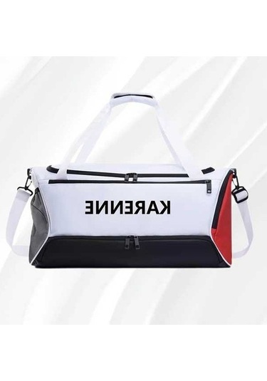 Sandwich Motion003 Kişiselleştirilebilir Beyaz Font C Kapasiteli Spor Çantası Islak Kuru Bölmeli Beyaz Beyaz