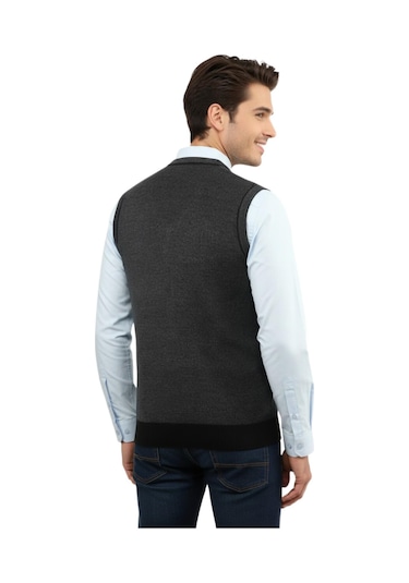 Çizgi Triko Erkek V Yaka Süveter Çelik Örgü Regular Kalıp 5208h Bgl-st04960 Lacivert