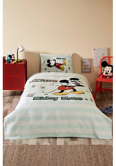 Özdilek Tek Kiş. Lastikli Çarşaf Pike Tak. Mickey Mouse Positive