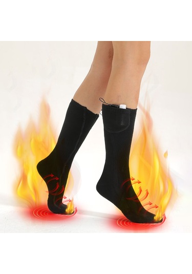 Tenfowee Kadın Erkek 3 Seviye Termostatlı Usb Şarjlı Isıtıcı Çoraplar - Kışlık Uzun Kollu Isı Sağlama, Yıkama Güvenli Siyah Set Siyah