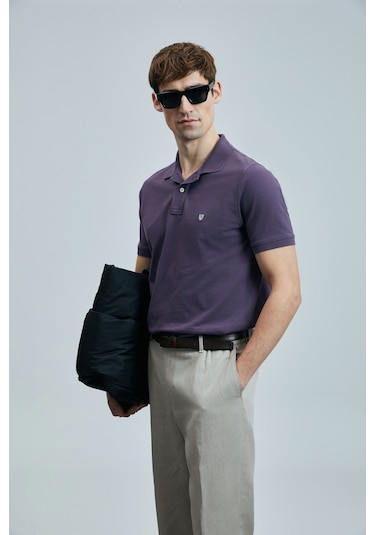 Lufian Erkek Laon Smart Polo T-shirt 111040206 Mürdüm Çok Renkli