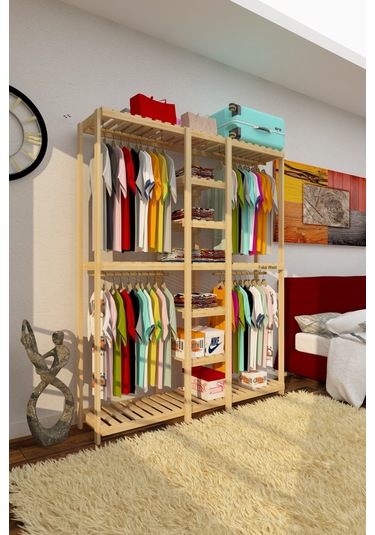 Quatro Jj Açık Ahşap Elbise Dolabı