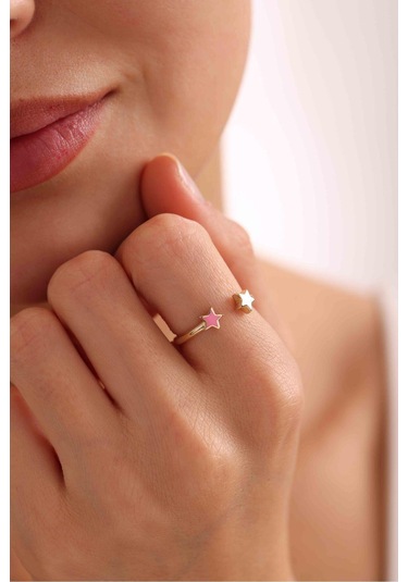 Pembe Mineli Yıldız Model Star Yüzük Gianfranco