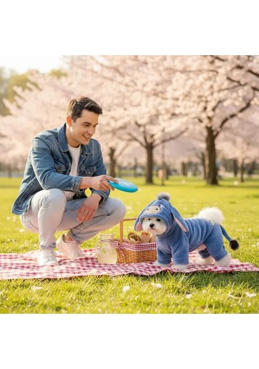 Elmpaly Mavi Yumuşak Malzeme Küçük Köpek Kışlık Denim Ceket Pomeranian Chihuahua Shih Tzu