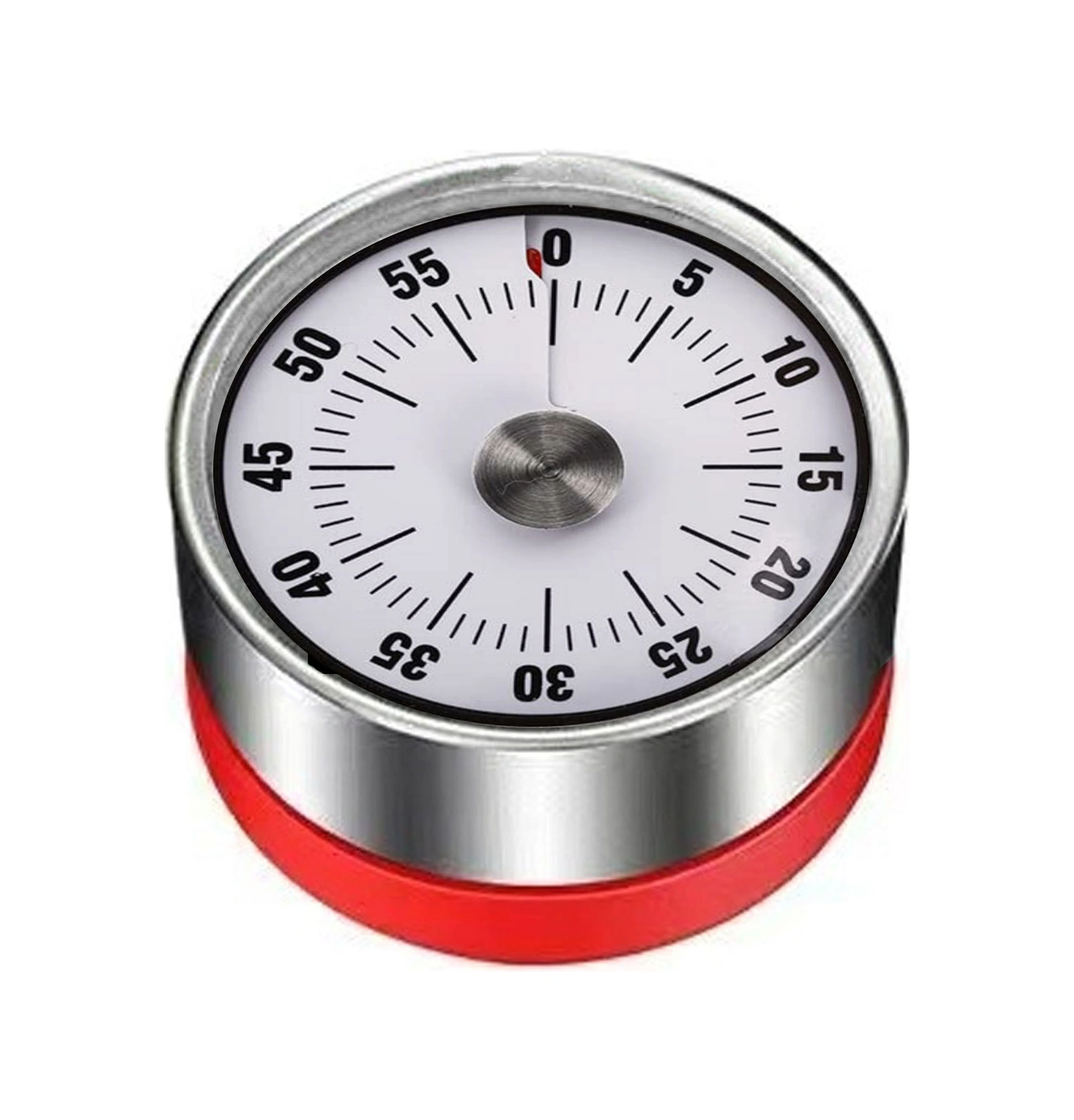 Dofolink Stainless Steel Mekanik Zamanlayıcı - 60 Dakika Geri Sayım, Magnetli Tabanlı, 70db Alarm - Mutfak, Sınıf Ve Ofis Kullanıma Uygun Beyaz Gösterge Paneli & Kırmızı Taban Siyah