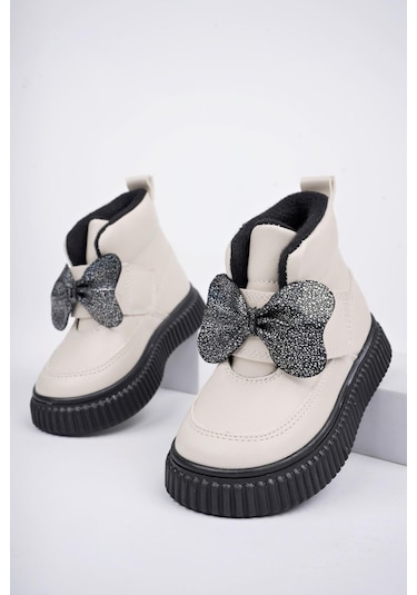 Muggo Nixie Garantili Kaymaz Taban Rahat Kalıp Cırtlı Ve Fiyonklu Çocuk Kışlık Bot Krem