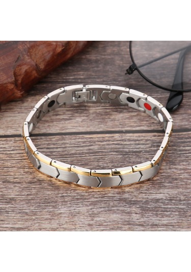 Tenfowee Erkekler İçin Titanyum Çelik Sağlık Bilezik, Manyetik Tasarım, Eklem Ağrısı Azaltıcı, Kan Dolaşımını Geliştirici, Uzunluğu Ayarlanabilir Gümüş Diğer