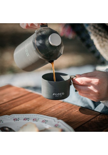 Alocs 160 Ml Çok Fonksiyonlu Metal Kahve Fincanları Kamp Gri