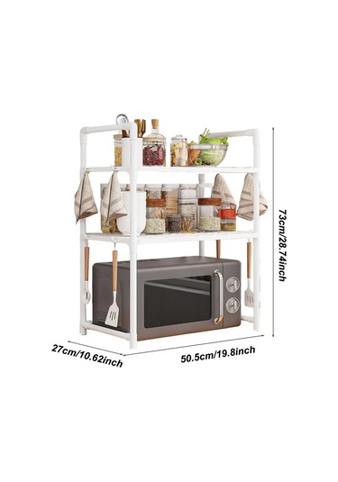 Mutfak Depolama Rafı Çok Katmanlı Mikrodalga Raf Ayarlanabilir Siyah