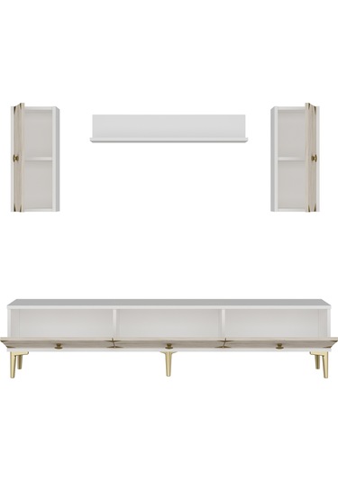 Tvr1897btg Alfa Tv Ünitesi Takımı Beyaz-traverten-gold 180cm