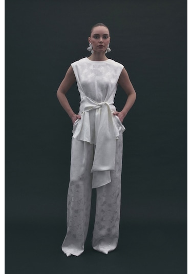 Sateen Camila Pantolon - Ekru-137188 Ekru