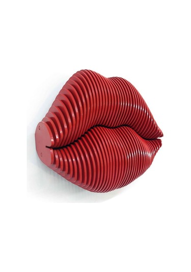 Cajuart 3 Boyutlu Parametrik Ahşap Kırmızı Dudak Modern Duvar Dekoru Tablo