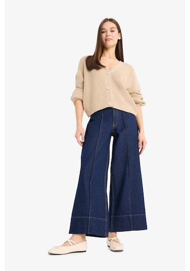 Defacto Regular Fit V Yaka Düğmeli Triko Hırka U2052az25wnbg646 Bej