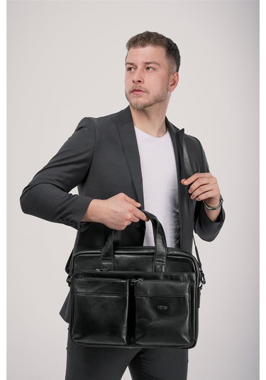 Ççs 71472 Hakiki Deri Evrak Çantası Siyah