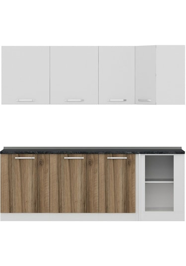 Minar 225cm Köşe Mutfak Dolabı - Beyaz/dore K225-d1