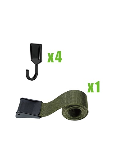 Yunboo Doğa Kampı Ağaçlı Kanca - Dış Mekan Kullanıma Uygun Asker Yeşili Örgü Şeritli 4 Kanca Ve Bağlama Şeridi Seti Askeri Yeşil