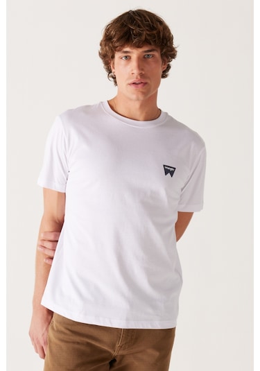 Regular Fit Normal Kesim Bisiklet Yaka Beyaz Tişört W70Md3312 Beyaz