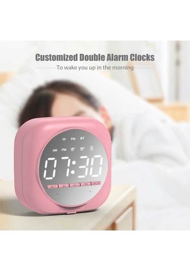 Flybuy Bluetooth Hoparlörlü Çalar Saat - Led Ekranlı, Parlaklık Ayarı, 112 Karakter, Kablosuz, Usb Şarj