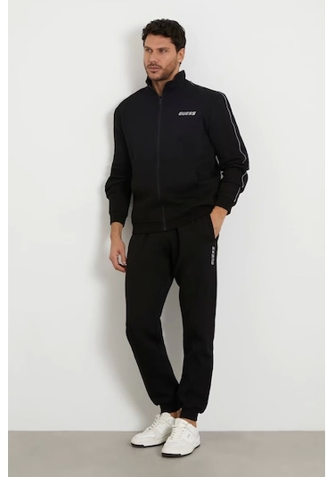 Guess Erkek Yanı Logolu Jogger Pantolon Siyah