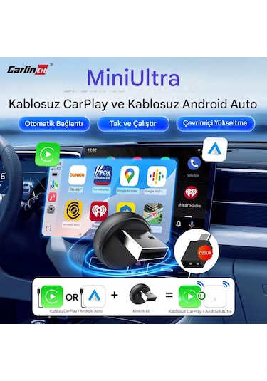 Mini 5.0 Ultra3 Kablosuz Carplay & Android Auto Adaptörü Dual Wifi Bt5.4 Otomatik Bağlantı Yeni Seri Diğer