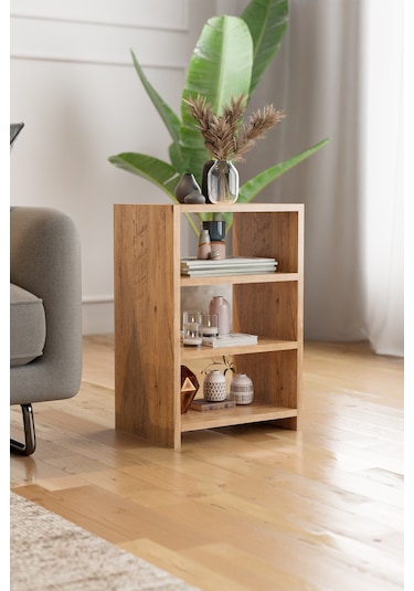 4 Raflı Komodin Yatak Odası Yanı Komodin Bölmeli Komodin Çam