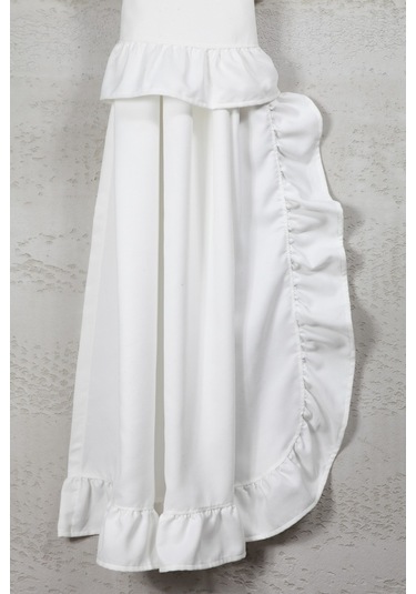 Poli Perde Çift Kanat Dikey Fırfırlı Beyaz