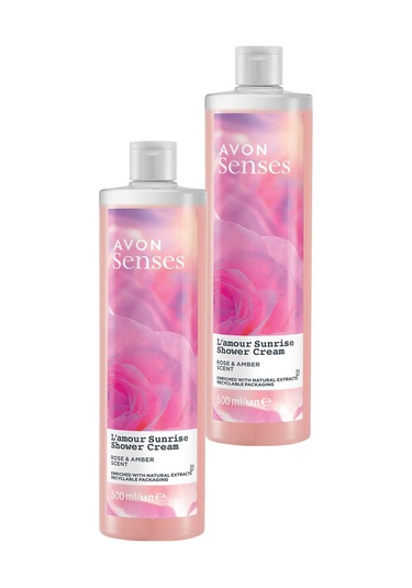 Avon Senses L'amour Sunrise Gül ve Amber Kokulu Krem Duş Jeli 2 x 500 ML