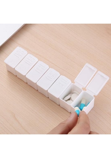 Pembe Ofis İçin Taşınabilir Hap Kutusu Plastik 7 Izgaralar Dikdörtgen Tabletler Ayırıcı Durumda Pratik Neme Dayanıklı Yeniden Kullanılabilir Pembe